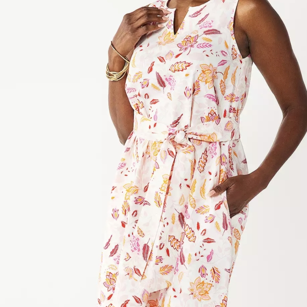 New fit and flare pink floral dress woven XL